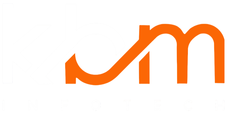 KBM Infotech company logo with stylized text KBM Infotech in modern font on a clean background, conveying a professional and trustworthy tone